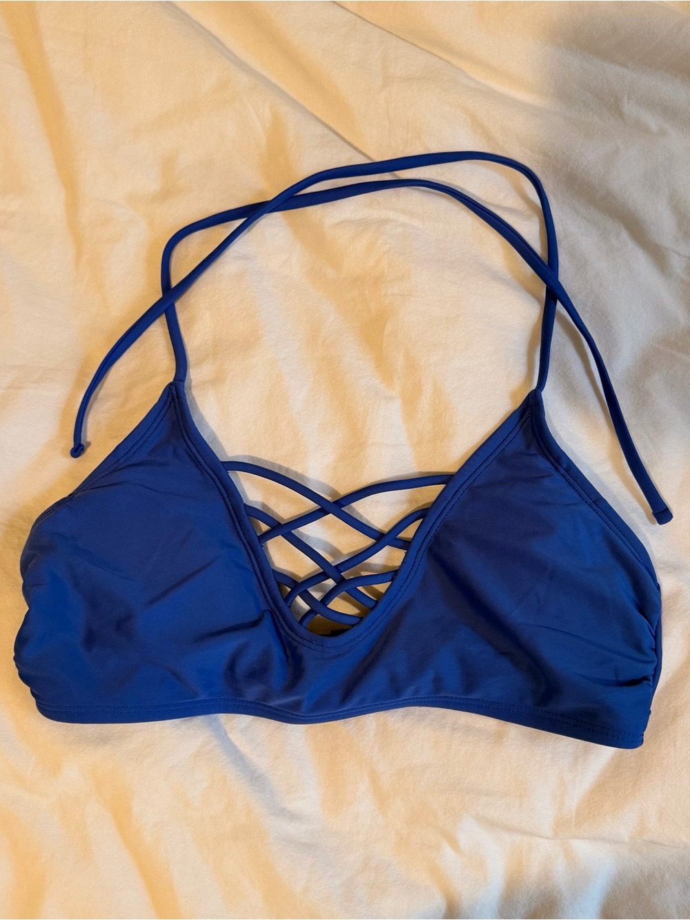 Blue Criss-Cross Bikini Top